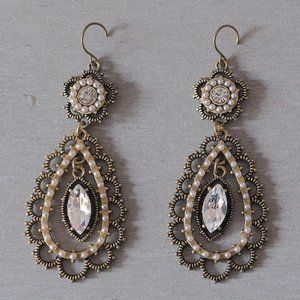 Chloe + Isabel Pearl + Crystal Filigree Earrings